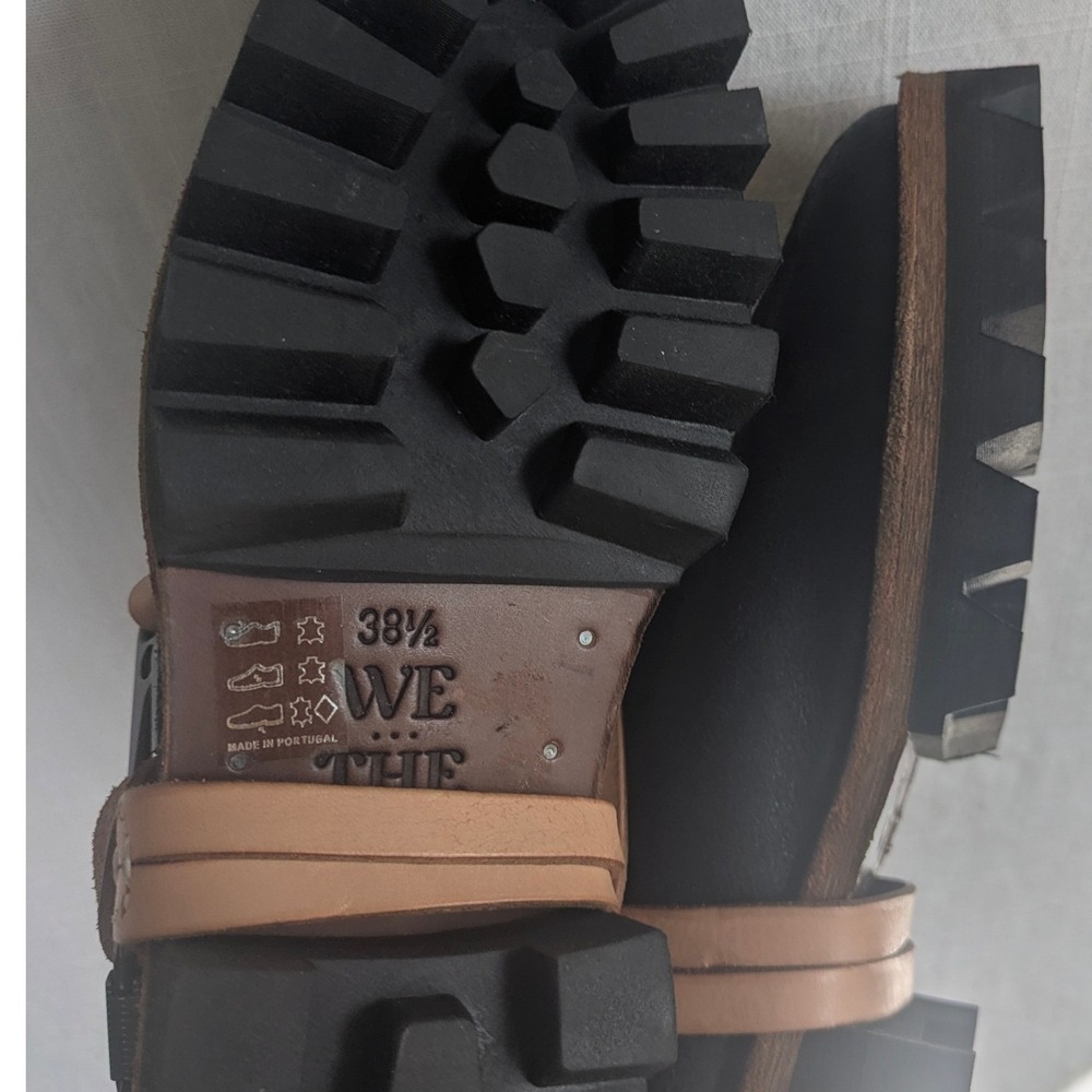 We The Free Reya Harness Boot Free People Black Leather Slouch Moto Boots‎ 38.5 - Picture 5 of 6